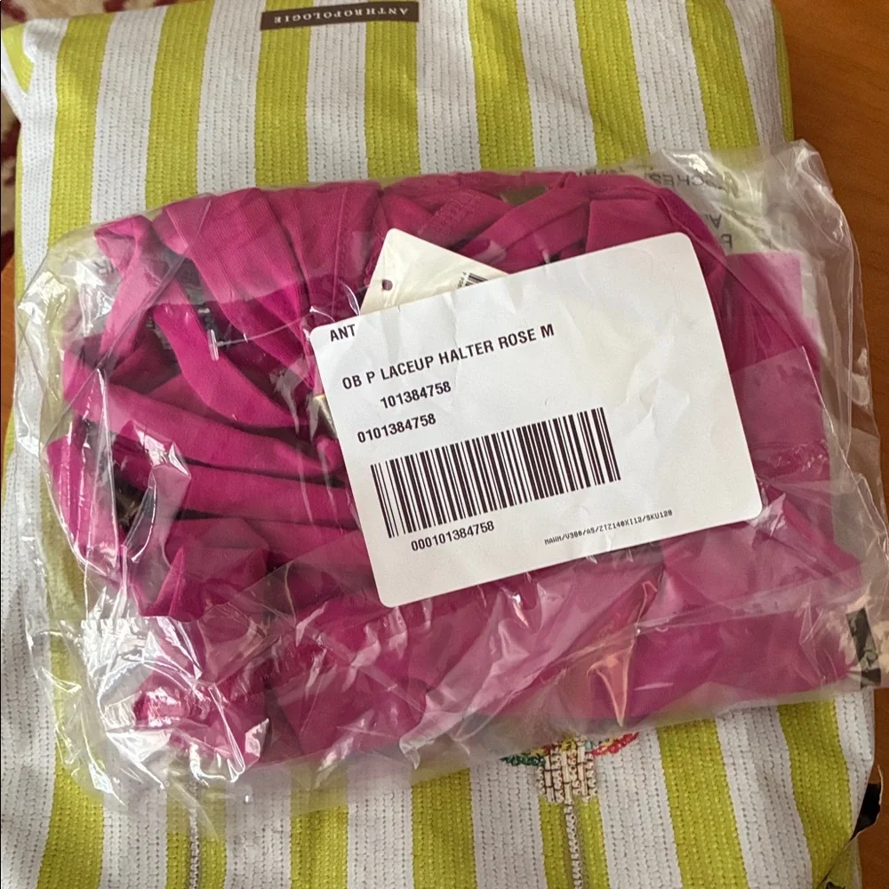 NWT Anthropologie Pilcro Lace-Up Halter Tank Top Pink Sz M - Picture 4 of 5
